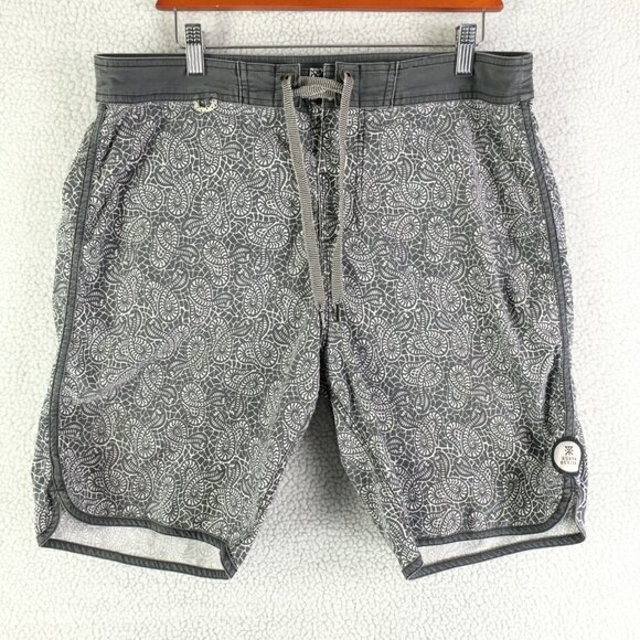 Roark Revival Board Shorts Mens 34 Gray Cobra Snake Print Lace Unlined Beach - Picture 1 of 10